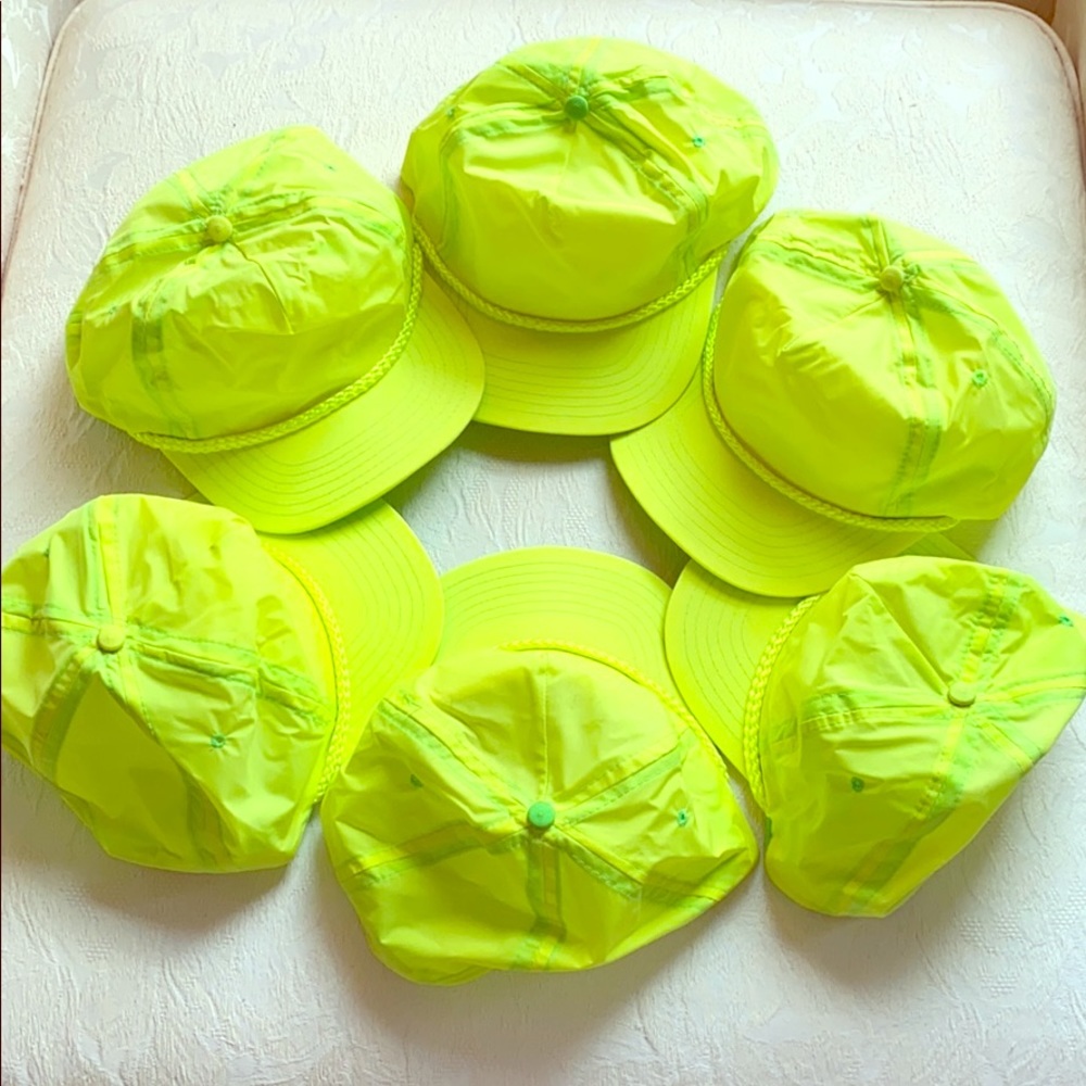 Neon green baseball/sport caps set of 6!!